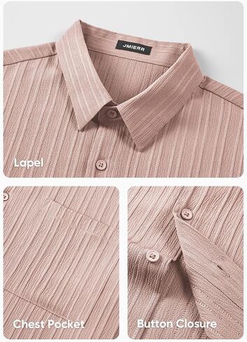 JMIERR Men's Button Down Dress Shirts Textured Long Sleeve Casual Hawaiian Beach Shirt with Pocket in Saudi Arabia