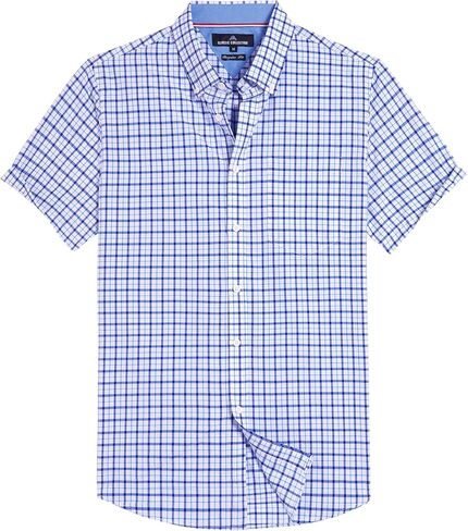 Alimens & Gentle Mens Plaid Short Sleeve Button Down Shirts Cotton Regular Fit Casual Gingham Shirts in Saudi Arabia