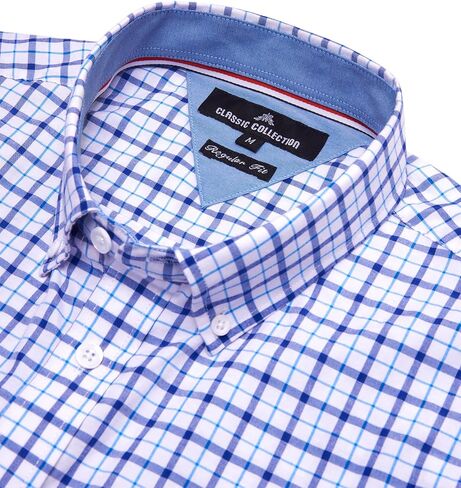 Alimens & Gentle Mens Plaid Short Sleeve Button Down Shirts Cotton Regular Fit Casual Gingham Shirts in Saudi Arabia