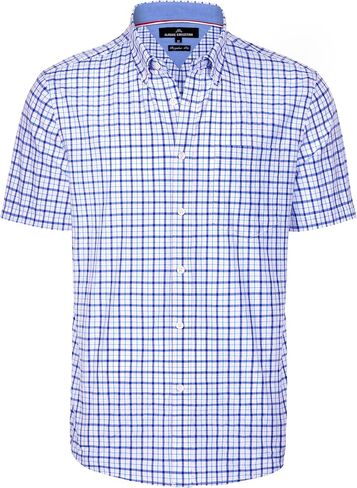 Alimens & Gentle Mens Plaid Short Sleeve Button Down Shirts Cotton Regular Fit Casual Gingham Shirts in Saudi Arabia