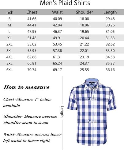 Alimens & Gentle Mens Plaid Short Sleeve Button Down Shirts Cotton Regular Fit Casual Gingham Shirts in Saudi Arabia
