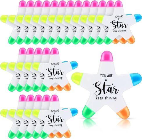 50 Pcs Star Pen Inspirational Gifts Highlighters Brush Tip 5 Colors Markers Multicolor Fluorescent Pens You're a Star Gifts Bulk for Coworkers Students Office Supplies in Saudi Arabia