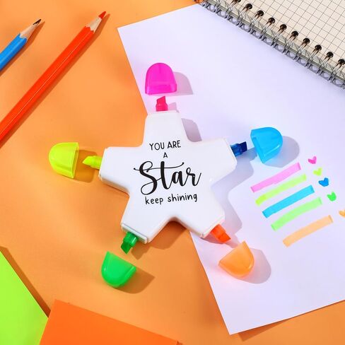 50 Pcs Star Pen Inspirational Gifts Highlighters Brush Tip 5 Colors Markers Multicolor Fluorescent Pens You're a Star Gifts Bulk for Coworkers Students Office Supplies in Saudi Arabia