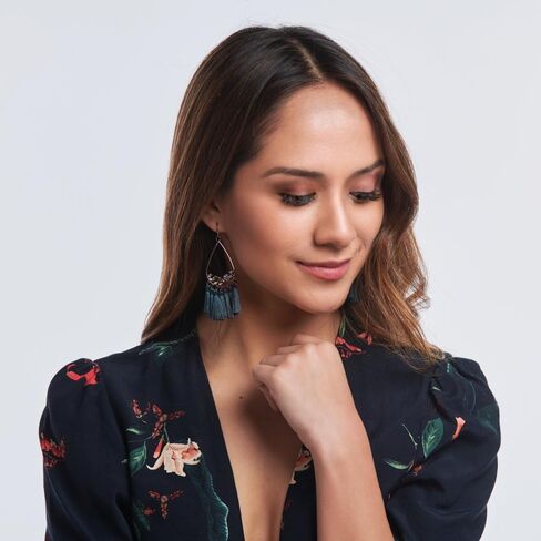 LuckyLy Tassel Earrings with Crystals in Saudi Arabia
