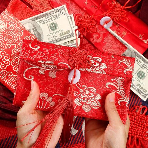Leinuosen 5 أنماط من الحرير الأحمر المظاريف الصينية Hongbao Lucky Envelopes العنصر الصيني هدية بطاقة المغلفات لعيد الميلاد، السنة الجديدة، الزفاف الصيني (نمط أ) in Saudi Arabia