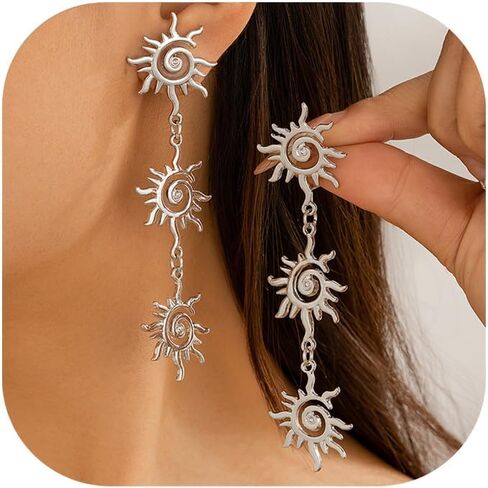 Sun Earrings Sunshine Earrings for Women Gold Sun Dorp Dangle Earrings Bohemian Sunburst Earrings 18K Gold Plated Dangle Stud Earrings Jewelry Gifts in Saudi Arabia