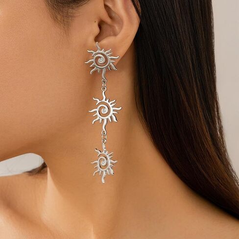 Sun Earrings Sunshine Earrings for Women Gold Sun Dorp Dangle Earrings Bohemian Sunburst Earrings 18K Gold Plated Dangle Stud Earrings Jewelry Gifts in Saudi Arabia