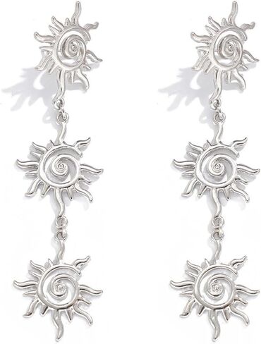 Sun Earrings Sunshine Earrings for Women Gold Sun Dorp Dangle Earrings Bohemian Sunburst Earrings 18K Gold Plated Dangle Stud Earrings Jewelry Gifts in Saudi Arabia