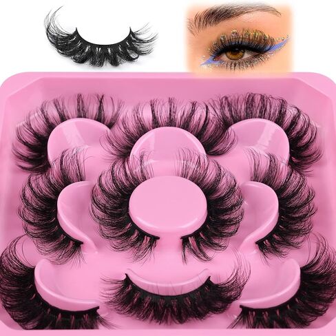 Focipeysa Lashes Mink Fluffy Wispy False Eyelashes 20mm Dramatic Faux Mink Eyelashes D Curl Long Fake Lashes Pack Look Like Extension in Saudi Arabia