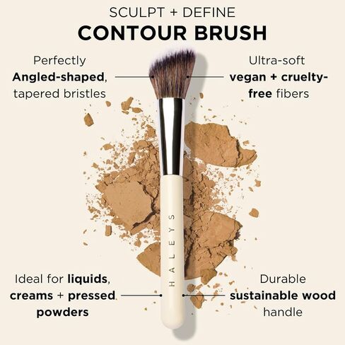 HALEYS Brilliant Powder Brush, Soft, Streak-free, Perfect Blending, Buff, Blurs, Smooths, Control, Precision, Complexion tools, For powder, setting powder, blush, Vegan, Cruelty-free, Sustainable Wood in Saudi Arabia