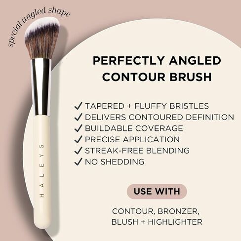 HALEYS Brilliant Powder Brush, Soft, Streak-free, Perfect Blending, Buff, Blurs, Smooths, Control, Precision, Complexion tools, For powder, setting powder, blush, Vegan, Cruelty-free, Sustainable Wood in Saudi Arabia