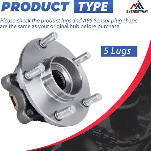 513294 Front Wheel Hub Bearing Assembly 5 Lugs w/Encoder ABS Compatible for 2007-2012 Nissan Altima 2.5L 4-Cylinder Models Only in Saudi Arabia