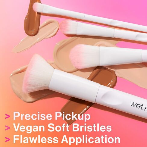 wet n wild Foundation Brush, Makeup Brush for Mineral & Liquid Makeup, Plush Fibers, Ergonomic Handle in Kuwait
