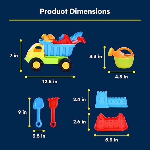 Kidzlane Beach Truck Toy - Sandbox Toys - Toddler's Dump Construction Truck - Durable and Lightweight Plastic Sand Trucks for Toddlers and Kids, Multicolor in Saudi Arabia