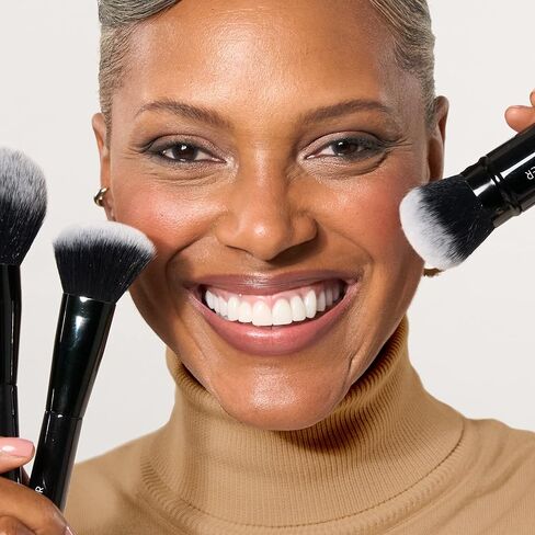 LAURA GELLER NEW YORK Retractable Black Kabuki Brush for Liquid, Cream and Powder Face Makeup With Aluminum Handle in Saudi Arabia