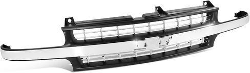 DNA MOTORING OE Style Silver Black Frame Grille Grill w/Badge Slot Compatible with 99-02 Silverado 1500, Chrome, OEM-GR-GM1200424 in Saudi Arabia