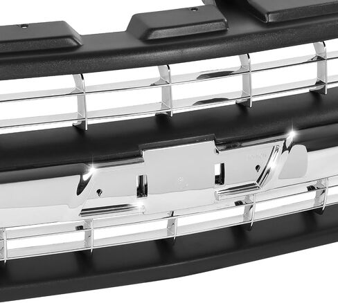 DNA MOTORING OE Style Silver Black Frame Grille Grill w/Badge Slot Compatible with 99-02 Silverado 1500, Chrome, OEM-GR-GM1200424 in Saudi Arabia