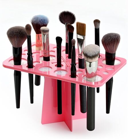 Luckyiren Makeup Brushes Drying Rack, Brushes Dryer, Collapsible 28 Slot Acrylic Brush Holder Stand Tree Tray Support Display for Makeup Artist Acrylic Nail Brushes Paintbrushes Makeup Lovers, Black in Kuwait