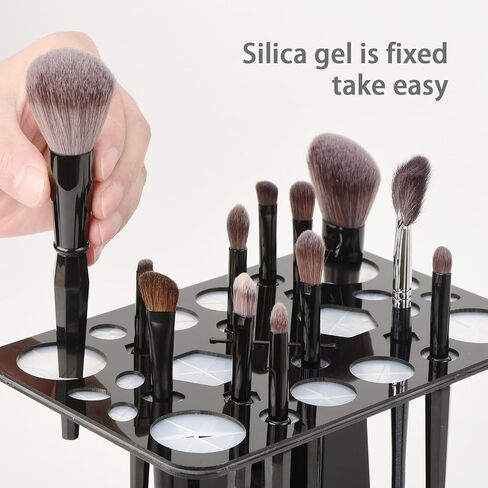 Luckyiren Makeup Brushes Drying Rack, Brushes Dryer, Collapsible 28 Slot Acrylic Brush Holder Stand Tree Tray Support Display for Makeup Artist Acrylic Nail Brushes Paintbrushes Makeup Lovers, Black in Kuwait