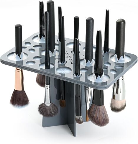 Luckyiren Makeup Brushes Drying Rack, Brushes Dryer, Collapsible 28 Slot Acrylic Brush Holder Stand Tree Tray Support Display for Makeup Artist Acrylic Nail Brushes Paintbrushes Makeup Lovers, Black in Kuwait