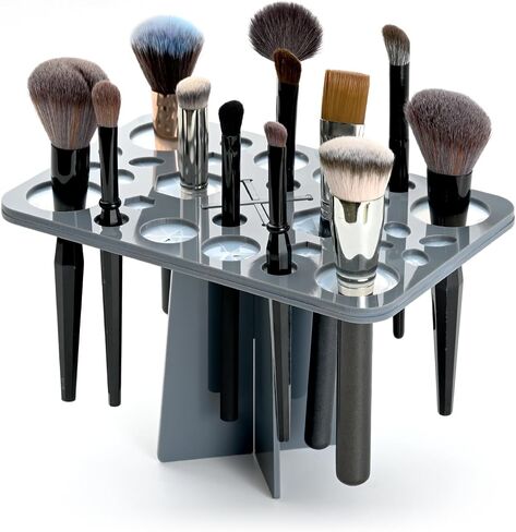 Luckyiren Makeup Brushes Drying Rack, Brushes Dryer, Collapsible 28 Slot Acrylic Brush Holder Stand Tree Tray Support Display for Makeup Artist Acrylic Nail Brushes Paintbrushes Makeup Lovers, Black in Kuwait