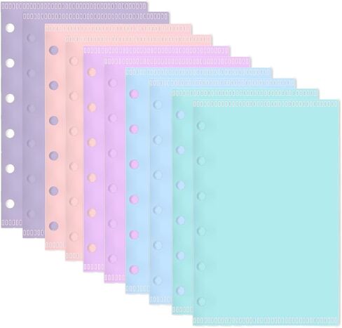 Mogoostry A7 Cash Envelope Binder Pockets 10pcs 5 Color A7 Binder Inserts Pockets Zipless Binder Divider with Pocket Side Open Plastic Binder Folder Organizer in Saudi Arabia