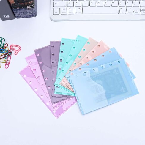 Mogoostry A7 Cash Envelope Binder Pockets 10pcs 5 Color A7 Binder Inserts Pockets Zipless Binder Divider with Pocket Side Open Plastic Binder Folder Organizer in Saudi Arabia