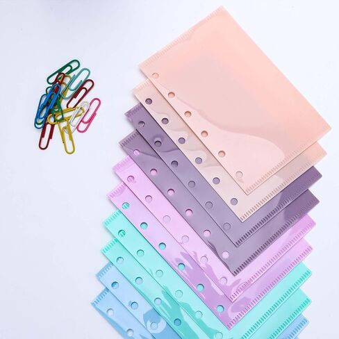 Mogoostry A7 Cash Envelope Binder Pockets 10pcs 5 Color A7 Binder Inserts Pockets Zipless Binder Divider with Pocket Side Open Plastic Binder Folder Organizer in Saudi Arabia