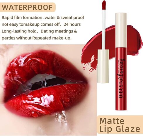 QiBest 7Pcs Matte Liquid Lipstick + 1Pcs Lip Plumper Makeup Set Kit, Pigmented Long Lasting Lip Gloss Set, Velvet Waterproof Lip Makeup Gift Sets for Girls and Women in Kuwait