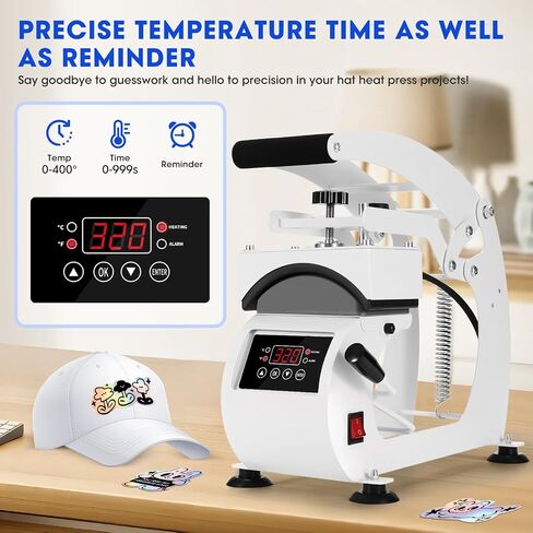 Hat Press Machine - Hat Press Heat Machine for Caps, Digital Control Hat Press with 2 Platens Auto-Off Safety, Handheld Hat Heat Press Machine for DIY Project in Saudi Arabia