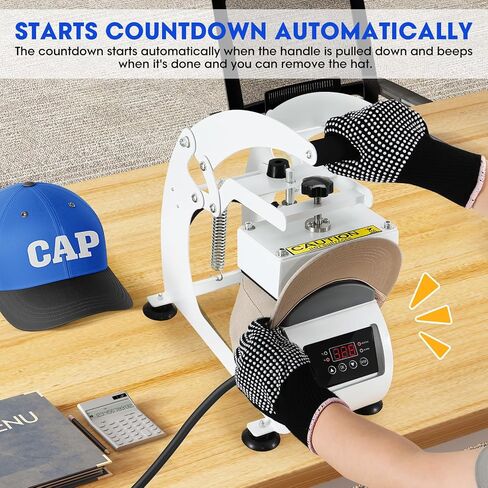 Hat Press Machine - Hat Press Heat Machine for Caps, Digital Control Hat Press with 2 Platens Auto-Off Safety, Handheld Hat Heat Press Machine for DIY Project in Saudi Arabia
