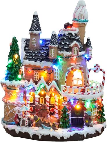 Christmas Village House Decoration - Candy House with LED Lights, Music and Carousel in Saudi Arabia