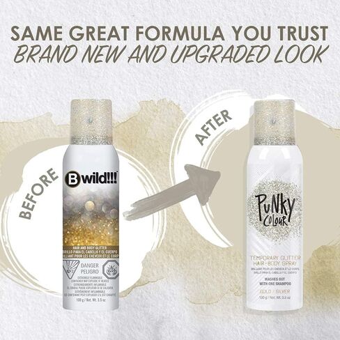 Punky Temporary Hair and Body Glitter Color Spray, Travel Spray, Lightweight, Adds Sparkly Shimmery Glow, Perfect to use On Hair, Skin, or Clothing, 3.5 oz - SILVER in Saudi Arabia