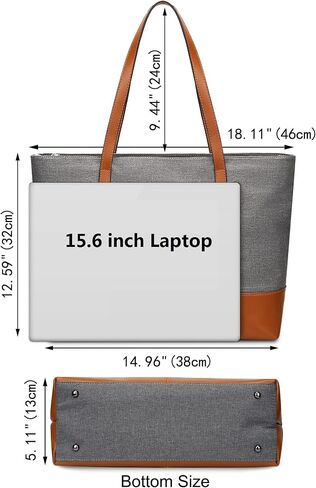 YALUXE Genuine Leather Laptop Tote for Women Shoulder Bag Nylon fit 15.6 inches Large Capacity Vintage Style Soft Work in Kuwait