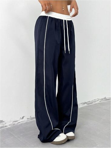 Milumia Women's Colorblock Drawstring Waisted Waisted Wide Leg Loose Track Pants in Kuwait