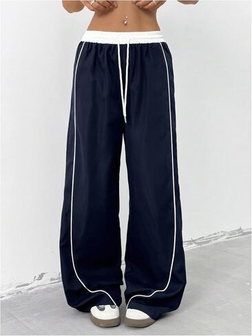 Milumia Women's Colorblock Drawstring Waisted Waisted Wide Leg Loose Track Pants in Kuwait