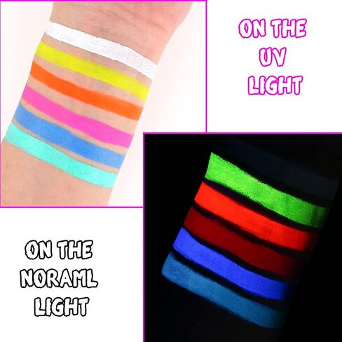 Bowitzki 50g Water Activated Eyeliner Retro Graphic Hydra Eye Liner Makeup UV Glow Fluorescent Cake Aqua Color Split Cakes Neon Rainbow Face Paints Body Painting for Halloween Christmas Pride (UV Rainbow) in Saudi Arabia