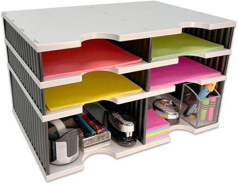 منظم سطح المكتب مكون من 8 أحرف وقاعدة تخزين مرتفعة لسهولة الوصول إلى الفتحات السفلية وملحقات ومستلزمات المكتب. ملف علوي وأدراج اختيارية in Kuwait