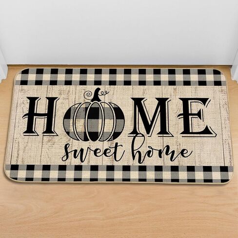 AnyDesign Home Sweet Home Fall ممسحة ريفي الخريف Welocome Pumpkins Farmhouse Door Rug Buffalo Plaids Carpet Floor Mat لعيد الشكر في الأماكن المغلقة في الهواء الطلق الديكور المنزلي، 17 × 29 بوصة in Saudi Arabia