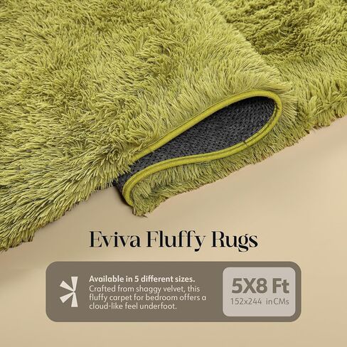 Eviva 5x8 Soft Area Rugs for Living Room Grass Green – Fuzzy Rug, Fluffy Rug, Washable Rugs for Bedroom with Plush Shag Feel – Shaggy Rug, Kids Rugs & Girls Bedroom Rug for Cozy Home Decor in Saudi Arabia