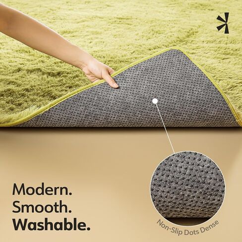 Eviva 5x8 Soft Area Rugs for Living Room Grass Green – Fuzzy Rug, Fluffy Rug, Washable Rugs for Bedroom with Plush Shag Feel – Shaggy Rug, Kids Rugs & Girls Bedroom Rug for Cozy Home Decor in Saudi Arabia