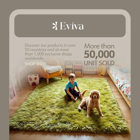 Eviva 5x8 Soft Area Rugs for Living Room Grass Green – Fuzzy Rug, Fluffy Rug, Washable Rugs for Bedroom with Plush Shag Feel – Shaggy Rug, Kids Rugs & Girls Bedroom Rug for Cozy Home Decor in Saudi Arabia