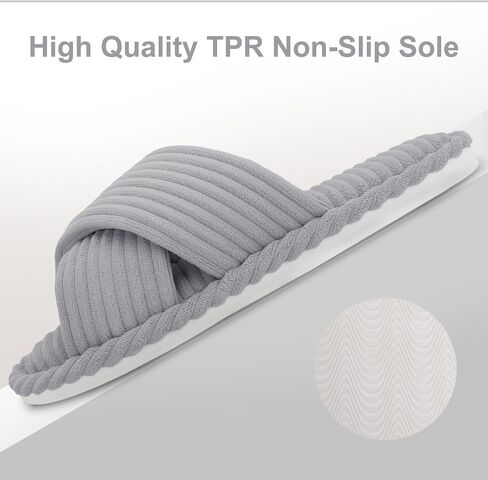 House Slippers for Women Corduroy Cross Band Slippers Open Toe Bedroom Indoor Shoes with Memory Foam in Kuwait