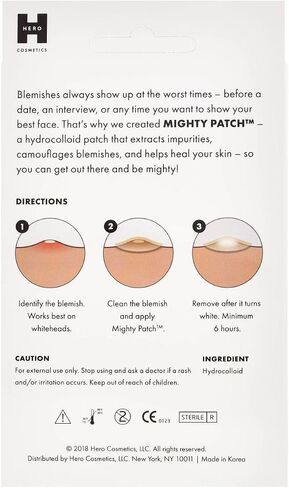 Mighty Patch Original from Hero Cosmetics - Hydrocolloid Acne Pimple Patch for Covering Zits and Blemishes, Spot Stickers for Face and Skin, Vegan-friendly and Not Tested on Animals (72 Count) in Saudi Arabia