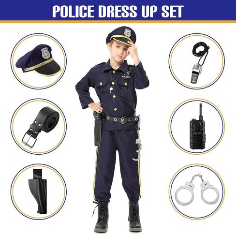 Acekid Police Costume for Boys Halloween Police Officer Costume for Kids in Saudi Arabia