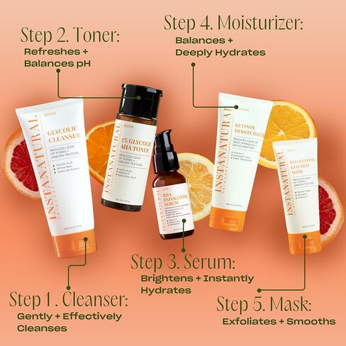 InstaNatural Glycolic Cleanser Face Wash, Reduces the Look of Pores and Uneven Texture, Gently Exfoliates, with Glycolic Acid and Cucumber Extract, 6.7 Fl Oz in Kuwait