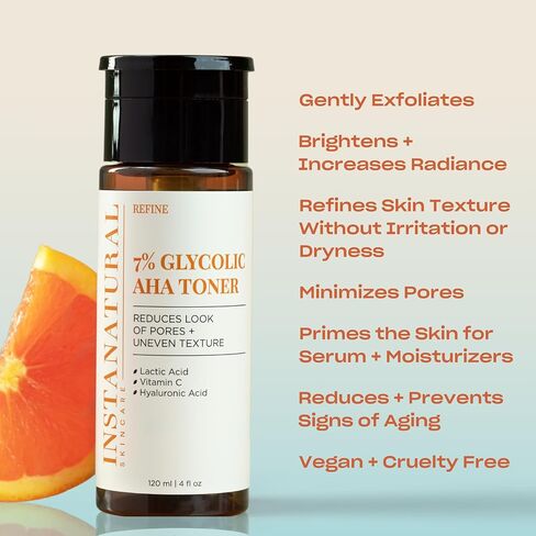 InstaNatural Glycolic Cleanser Face Wash, Reduces the Look of Pores and Uneven Texture, Gently Exfoliates, with Glycolic Acid and Cucumber Extract, 6.7 Fl Oz in Kuwait