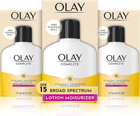 Face Moisturizer by Olay Complete Lotion All Day Daily Facial Moisturizing Lotion SPF 15 for Normal Skin and Hydration, Oil-Free Non-Greasy, 6 Fl Oz (Pack of 2) in Saudi Arabia