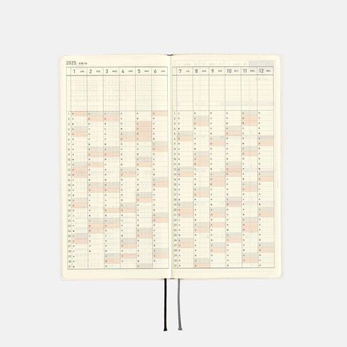 Hobonichi Techo 2025 Weeks [إنجليزي/طويل ونحيف الحجم/بداية يناير/مخطط] الخط الأبيض: عاجي in Saudi Arabia