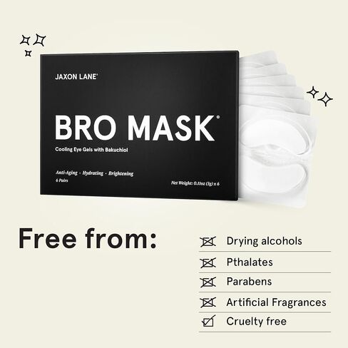 BRO MASK وسادات جل تحت العين: رقع العين المبردة للهالات السوداء والانتفاخ | مجموعة لصقات العين الهيدروجيلية المضادة للشيخوخة مع باكوشيول والشاي الأخضر وحمض الهيالورونيك والكافيين والنياسيناميد/فيتامين ب3-6 أزواج in Kuwait